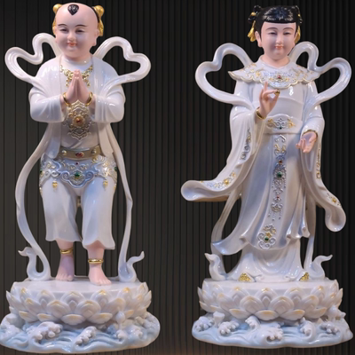 金童玉女佛像善财童子童男童女观音菩萨左右摆件善财龙女神像