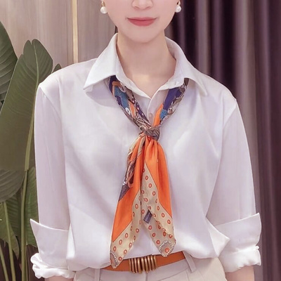 橘色丝巾女春秋冬款洋气时尚