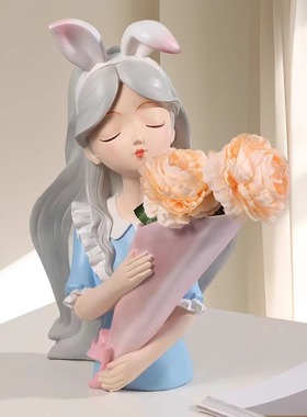 爱丽丝捧插花托盘公主摆件装饰品