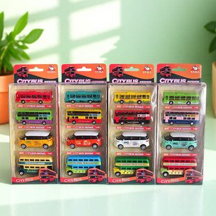 一德良友合金巴士系列套装 64回力 公交车玩具大巴车汽车模型仿真1