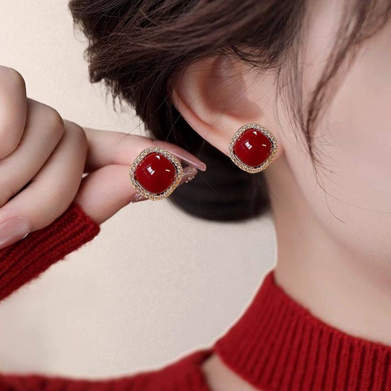 2026新年红色耳饰凌形精致耳环女高级感复古耳钉爆款气质过年耳饰,饰品/流行首饰/时尚饰品新,耳环,淘宝优惠券,粉丝福利购,淘宝优惠卷