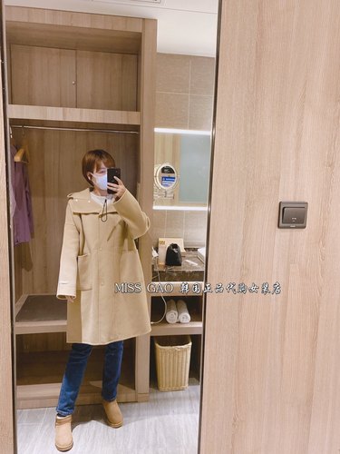 现货 韩系女装高品质秋冬新品宽松连帽柔软大衣