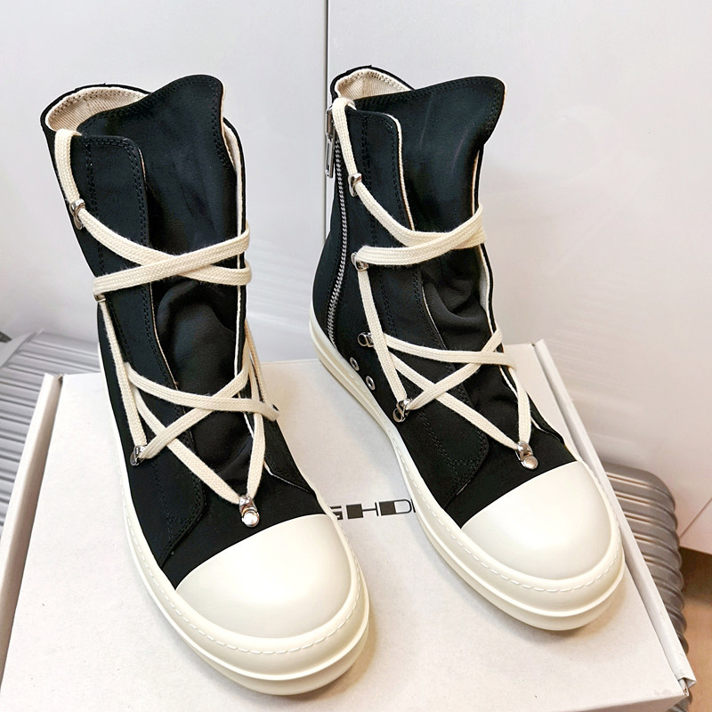 koan自制新款复合五芒星ro缎面高帮绑带鞋tpu奶香厚底 男女情侣款