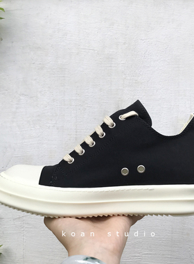 koan独家 新款黑色复合横纹布低帮系带 TPU奶香底情侣厚底鞋