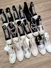 Special Offer Koan LAOSHU Dujia Ro High-Top Lace-Up Canvas Shoes Dk White Pleated Couple's Milky Tpu Thick-Soled Shoes