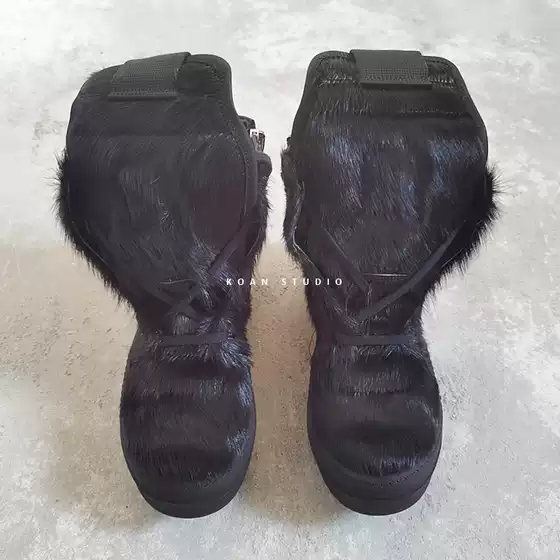 KOAN home 2021 new horse hair inverted triangle thick bottom shoes couple heightening shoes
