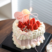 2.14情人节心形蛋糕装 饰love you情侣表白爱心卡片木质love插件