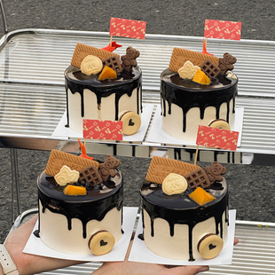 网红秋天氛围感烘焙蛋糕装饰福富小旗插件甜品台祝福语枫叶装扮