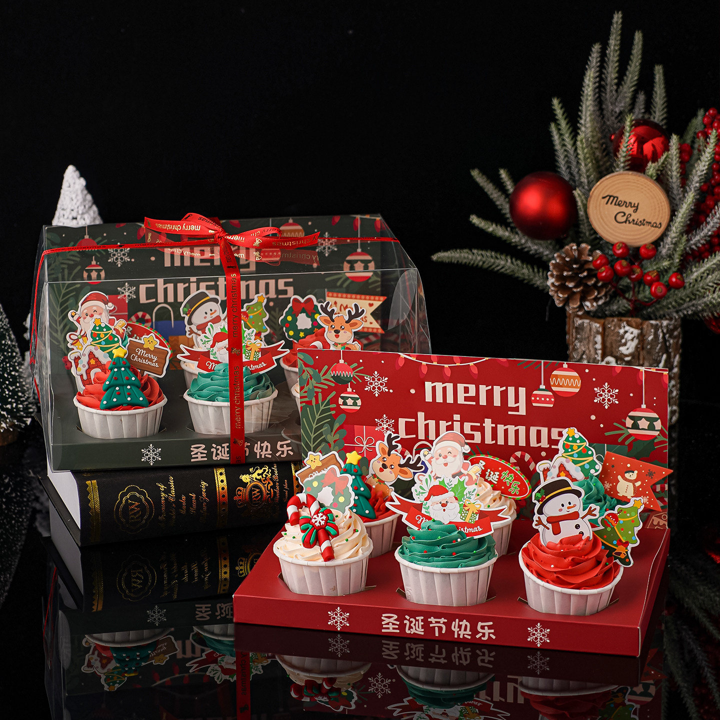 2026圣诞节快乐纸杯蛋糕装饰手提包装盒平安夜派对老人雪人插件,节庆用品/礼品,蛋糕/烘焙装饰用品,淘宝优惠券,粉丝福利购,淘宝优惠卷
