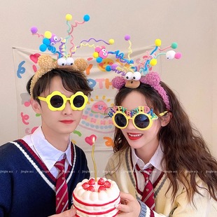 网红搞怪扭扭棒彩色发箍儿童宝宝女神生日派对拍照道具头箍发饰