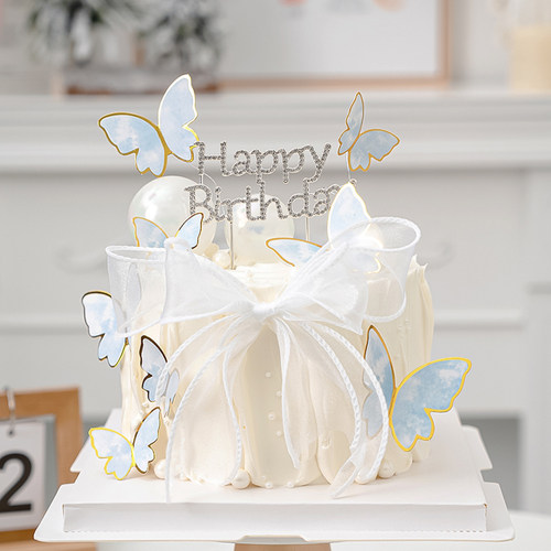 少女心生日蛋糕装饰唯美蝴蝶插件