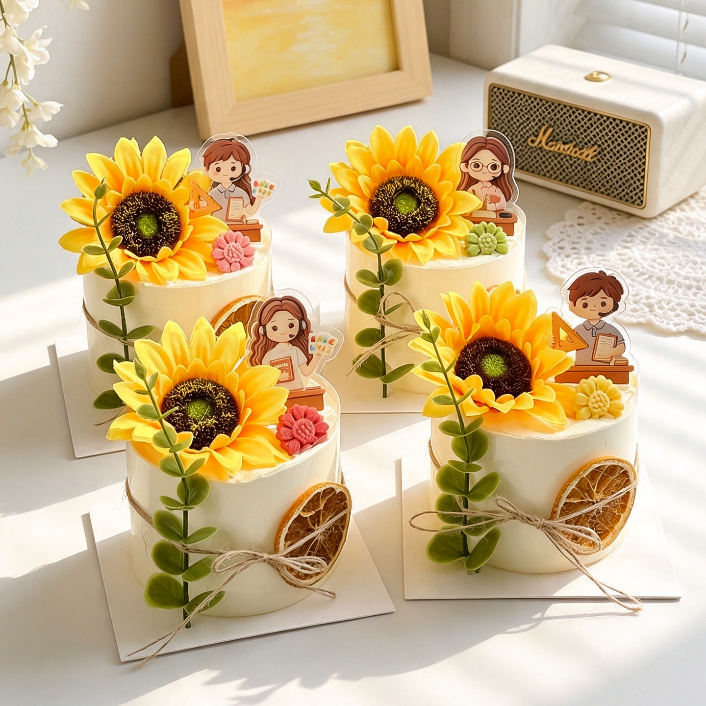教师节向日葵亚克力蛋糕插牌图片