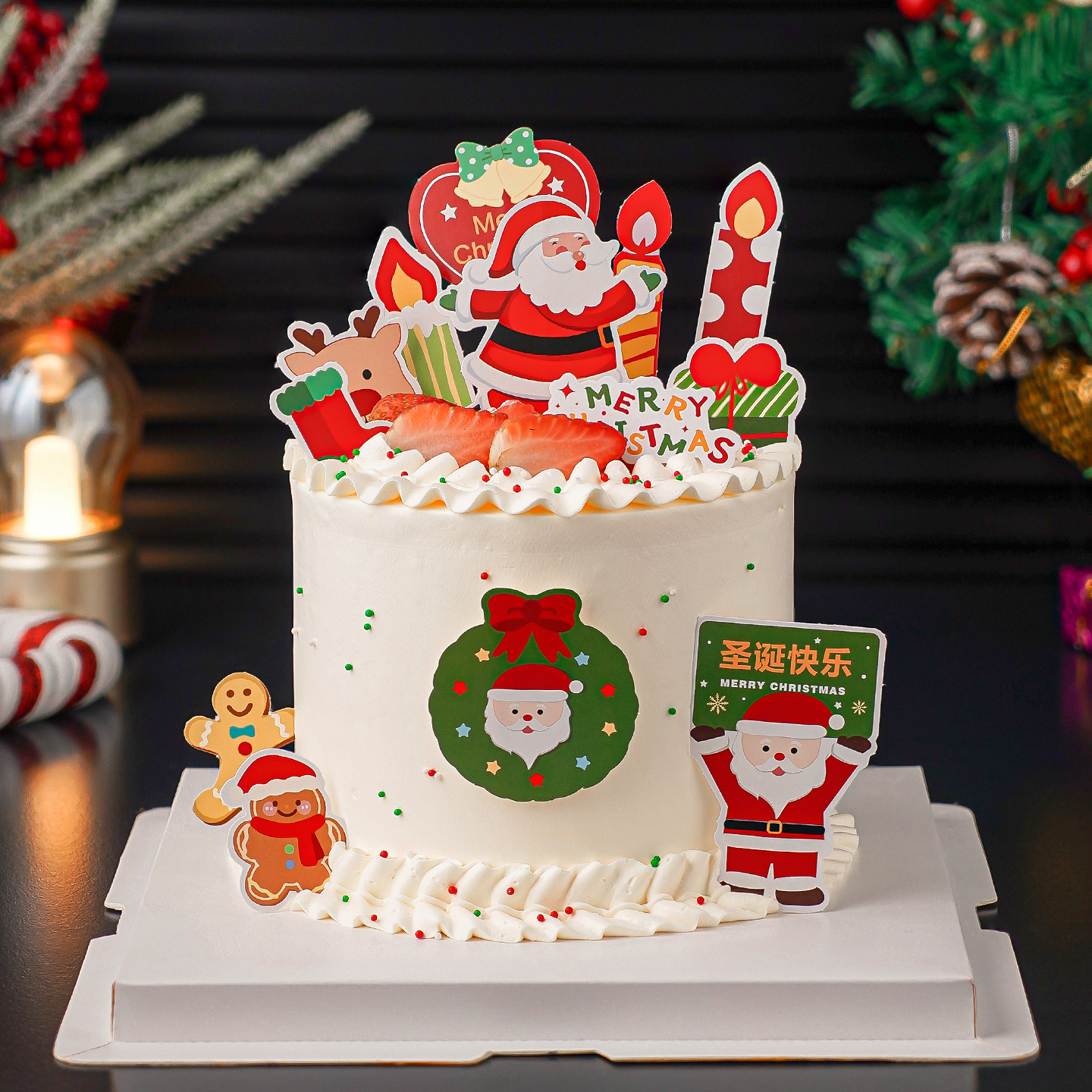 2026网红圣诞节蛋糕装饰MerryChristmas圣诞快乐插牌节日烘焙插件