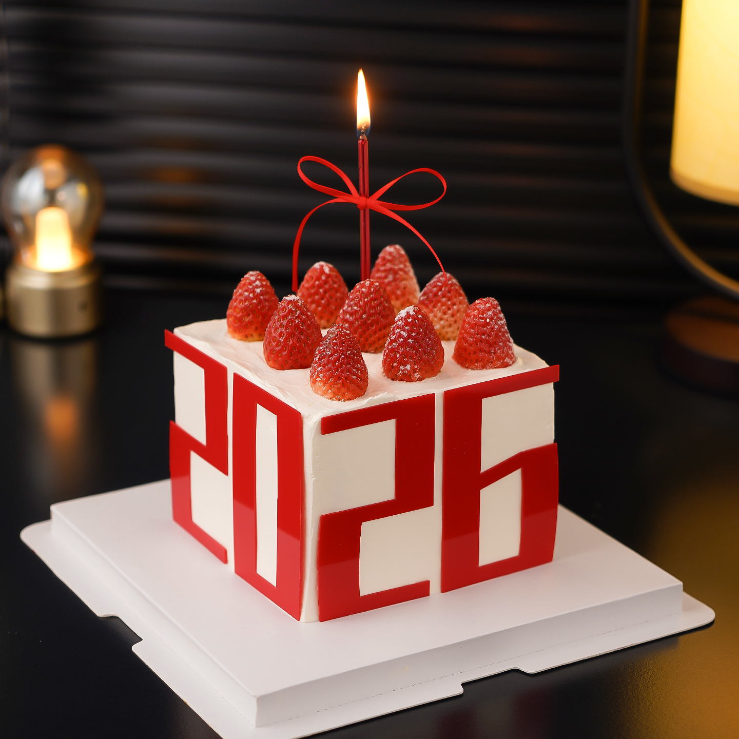 2026新年快乐亚克力蛋糕装饰插件马年元旦春节跨年夜派对甜品插牌