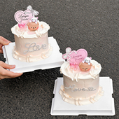 2.14情人节情侣小熊叠叠乐蛋糕装 饰love水钻插件永远爱你爱心卡片