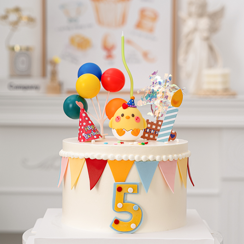 儿童卡通蛋糕装饰可爱小鸡摆件