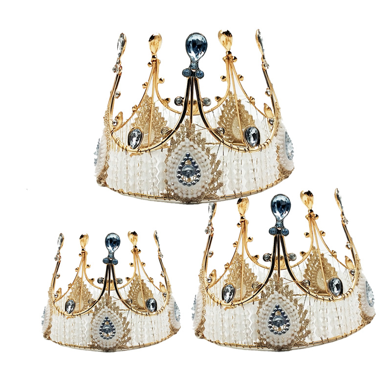 蛋糕装饰皇冠蕾丝皇冠 纯手工复古女王蕾丝大皇冠甜品台装饰摆件