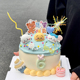 儿童生日蛋糕装 饰卡通小动物脑袋摆件愿望成真可爱蛋糕烘焙装 扮