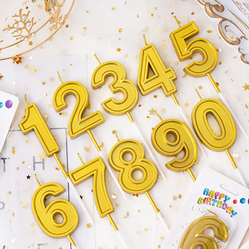 金色数字蜡烛过生日卡通甜品台