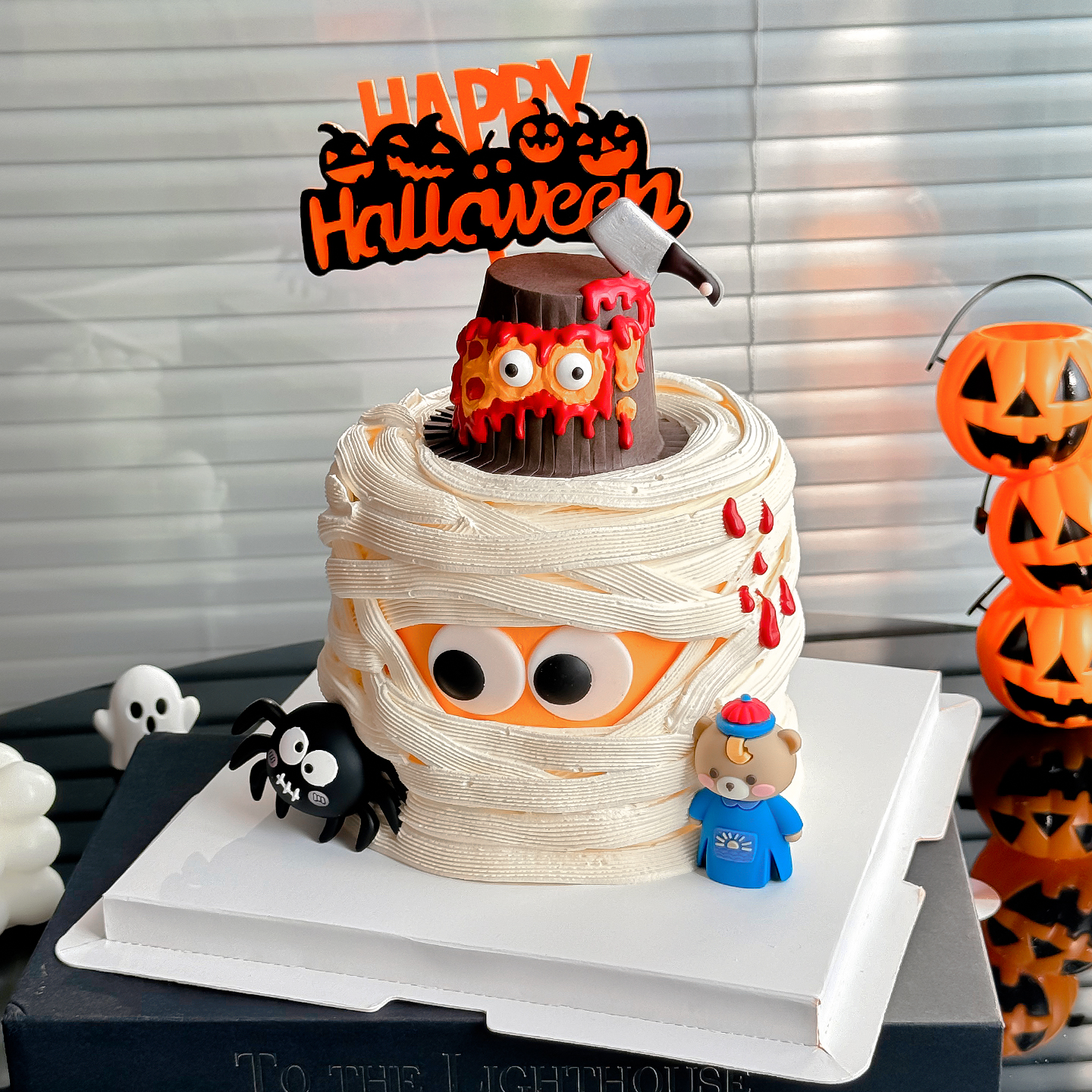2025万圣节可爱僵尸小熊蛋糕装饰摆件happy Halloween亚克力插件