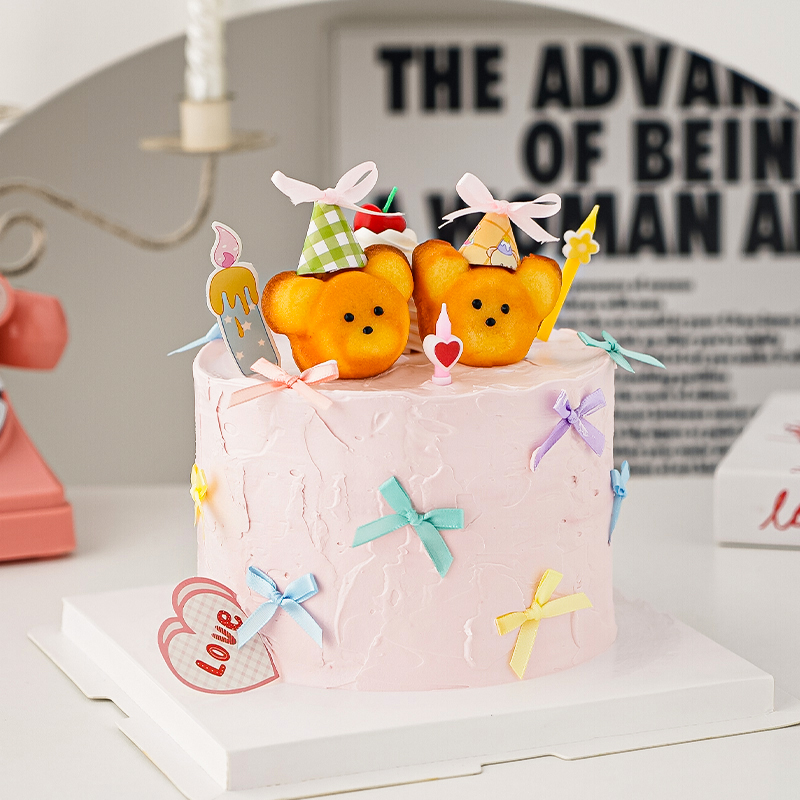 网红韩式小熊面包玛德琳蛋糕装饰七夕情人节情侣表白love烘焙插件