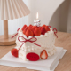 2.14情人节心形草莓蛋糕装 饰情侣表白我爱你爱心love蜡烛装 扮插