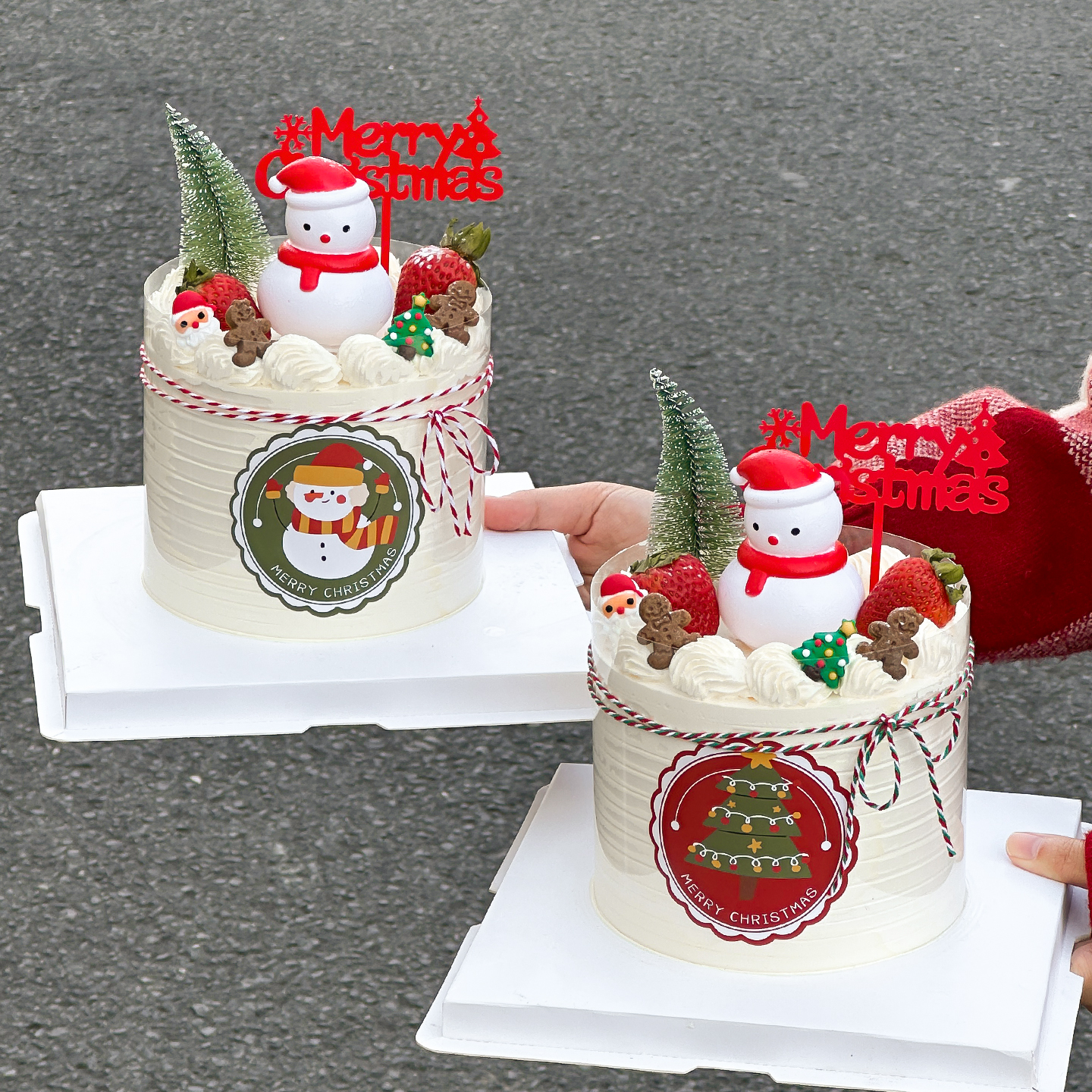 2026圣诞节发光雪人蛋糕装饰摆件圣诞快乐亚克力节日烘焙装扮插件