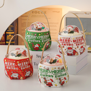2026圣诞节波波杯蛋糕装饰旋转手提包装盒圣诞老人节日快乐插件