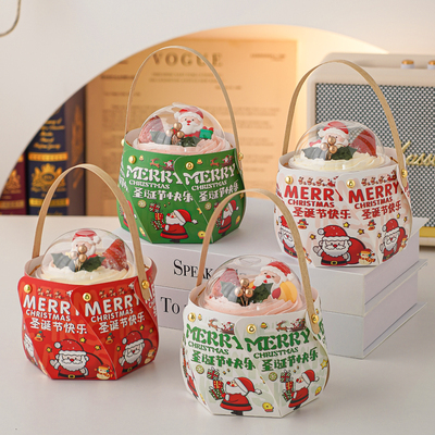 2026圣诞节波波杯蛋糕装饰旋转手提包装盒圣诞老人节日快乐插件