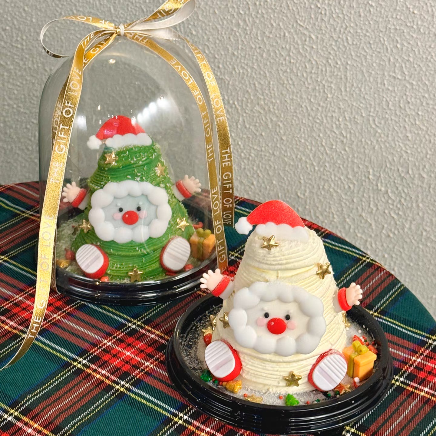 2026网红圣诞节透明加高半圆蛋糕盒蛋糕装饰老人表情烘焙装扮摆件