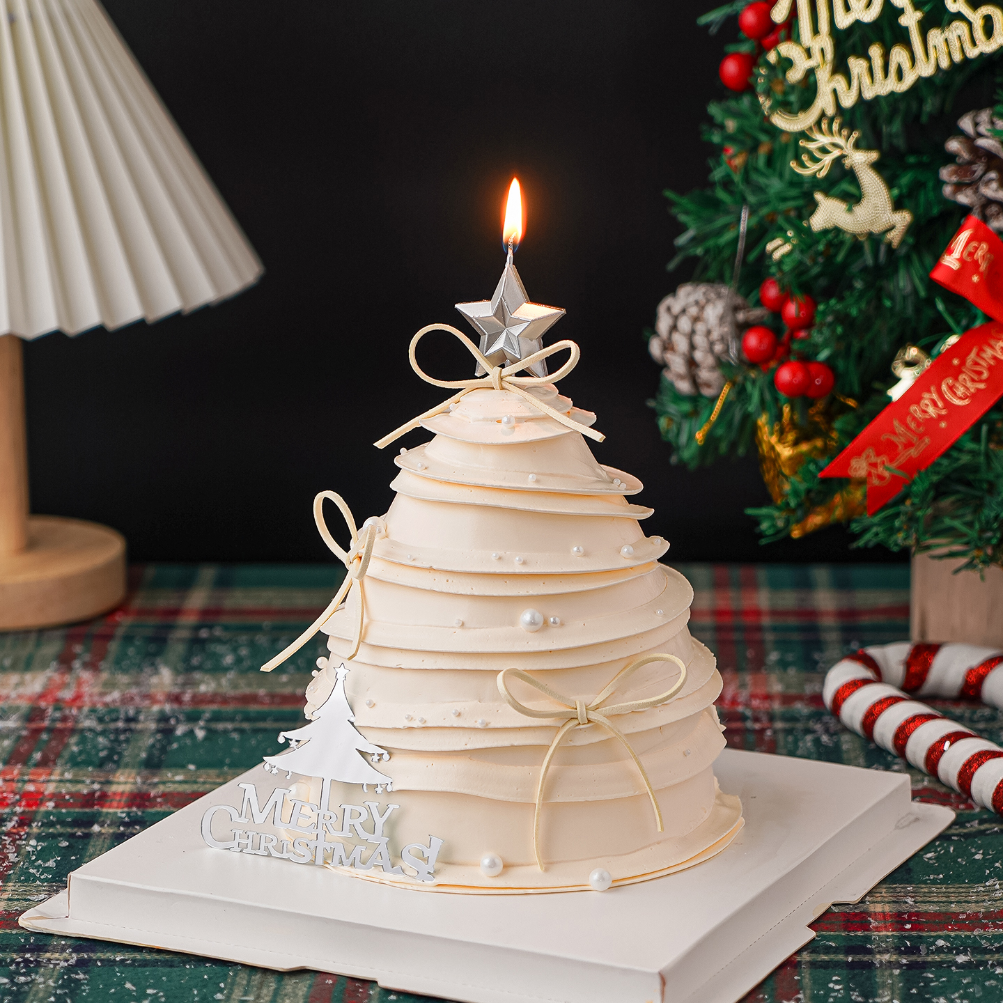 2026圣诞节许愿树蛋糕装饰五角星蜡烛Merry Christmas亚克力插件