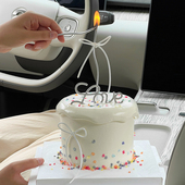 2026情人节蛋糕装 饰2026网红钻石砂糖装 扮毛毡带钻love告白插件