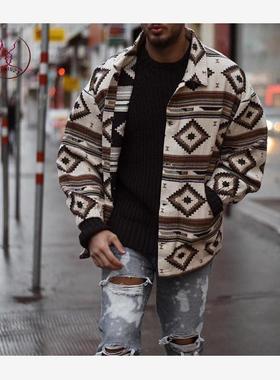 2020 overcoat coat men jacket men tops欧美新款印花夹克外套男