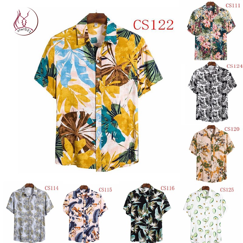 shirts for men hawaiian shirt tshirts for men 夏威夷花衬衫男