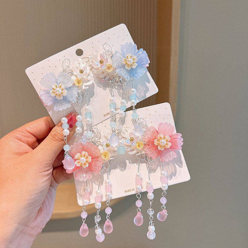 新汉服步摇女童古风发夹儿童流苏花朵侧边夹仙女女孩古装发卡国风,童装/婴儿装/亲子装,发饰,淘宝优惠券,粉丝福利购,淘宝优惠卷