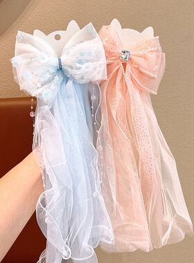 女童亮片皇冠头纱发夹生日婚礼