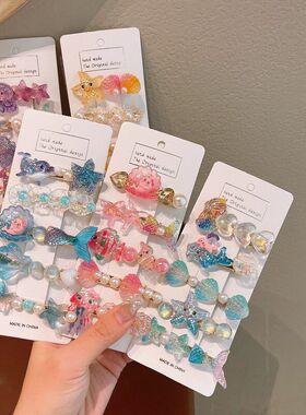女童海洋美人鱼珍珠贝壳发夹