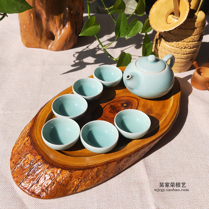 天然整块实木托盘茶具干泡茶盘香樟原木自然仿古果盆特价99元以下