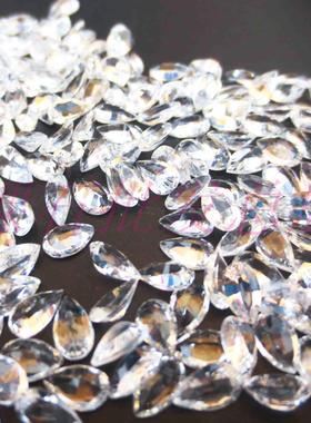 天然vvs白色无色透明白蓝宝石裸石戒面2×3-3×5MM水滴彩宝镶