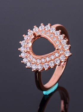 水滴形裸石镀18k白金戒指空托