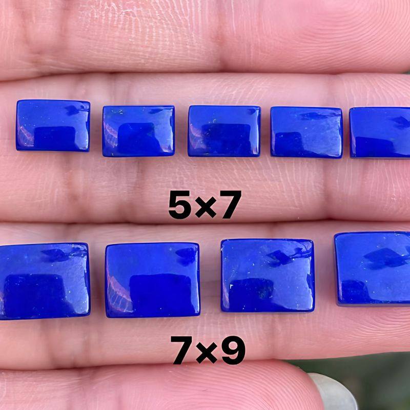 天然青金石戒面裸石长方平底5*7-7*9MMDIY配石镶嵌戒指项坠耳钉