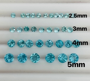 天然原石帕拉伊巴色磷灰石裸石戒面水晶圆2.5MM3MM4MM5MM镶嵌配石