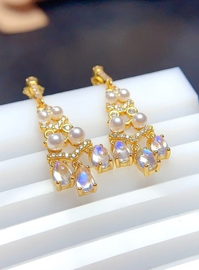 水滴925银镀白金黄金镶嵌宝石