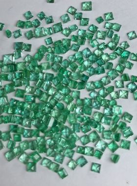 天然祖母绿色高晶体椭圆形公主方裸石戒面2-3mm镶嵌配石空托戒