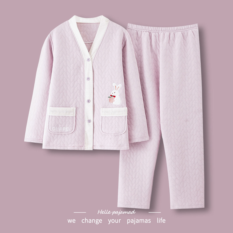 浪莎睡衣女秋冬季2025新款空气棉加厚纯棉夹棉开衫可爱家居服套装,女士内衣/男士内衣/家居服,睡衣/家居服套装,淘宝优惠券,粉丝福利购,淘宝优惠卷