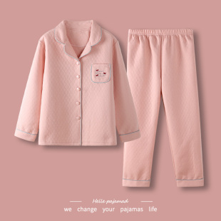 保暖加厚空气棉家居服套装 2026新款 纯棉长袖 浪莎夹层睡衣女秋冬款