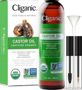 Castor Oil 8oz 美国Cliganic Eyelash Organic with Kit USDA