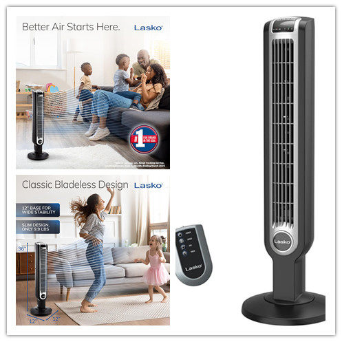 Lasko Oscillating Tower Fan with Remote Control,  36