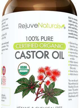 美国RejuveNaturals Organic Castor Oil (16oz Glass Bottle)
