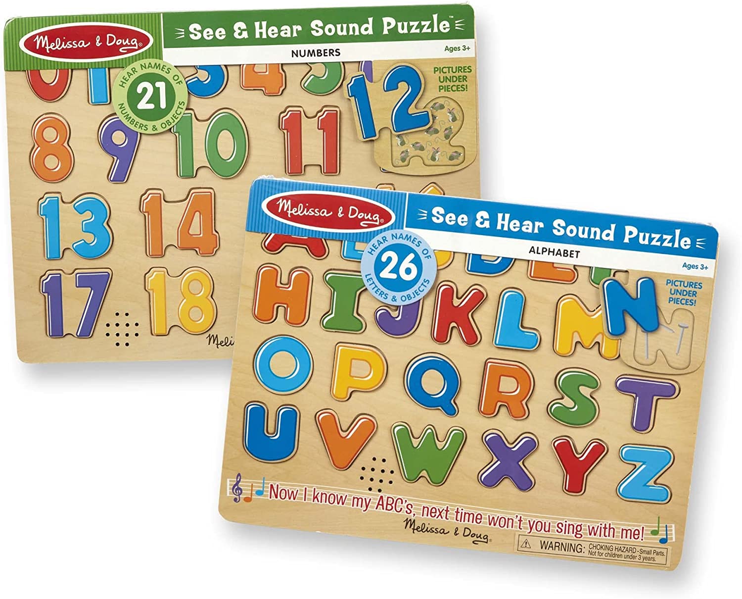 美国Melissa & Doug Sound Puzzles Set: Numbers and Alphabet